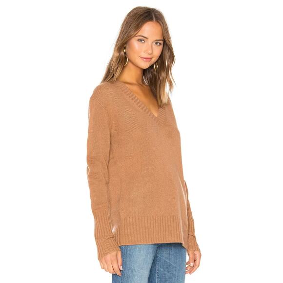 360 Cashmere Runa V Neck Cashmere Sweater Pullover Vicuna Camel Brown Ta… - Picture 2 of 12